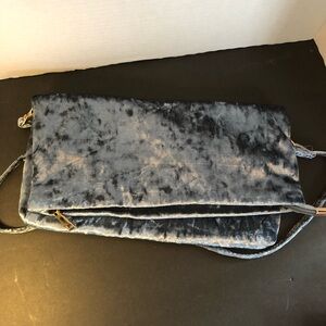 Steve Madden Blue Crushed Velvet Fold-over Crossbody Bag